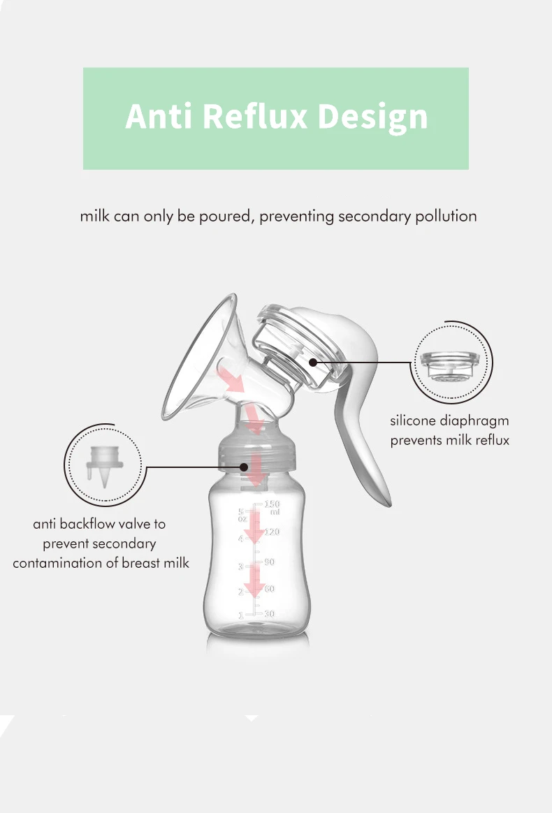 Baby Manual Breast Pump With Bottle Suction Cup Portable Adjustable Silicone Breast Milk Vacuum Pump Mother Painless