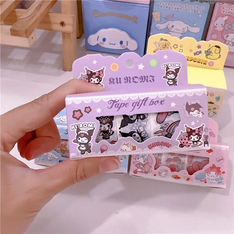 9Pcs/Set Sanrio Washi Tape Set Paper Stickers Scrapbooking flower Adhesive  Washitape Stationary gift Mymelody Kuromi Cinnamoroll - AliExpress