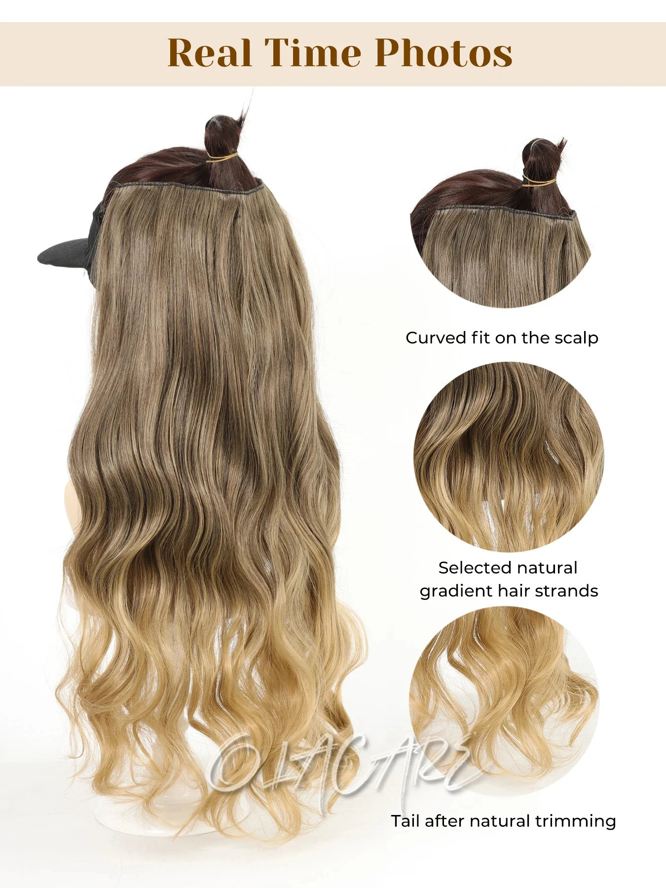 Synthetic Curly Wavy Hair Extensions Clip In Omber Brown Blonde