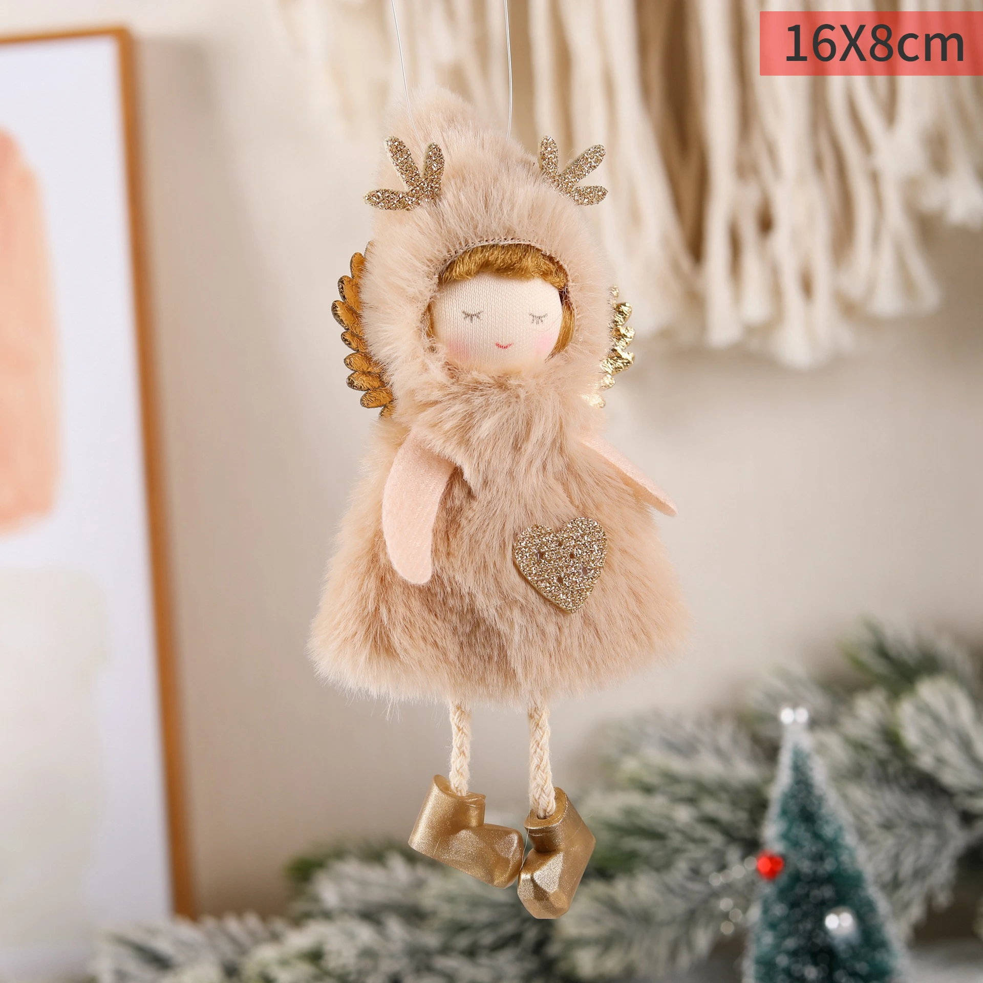 thumbnail image 1 of Pink Plush Angel Girls Doll Xmas Tree Hanging Pendants Merry Christmas 2022 Decor For Home 2023 Kids Navidada Gifts Favor, 1 of 5
