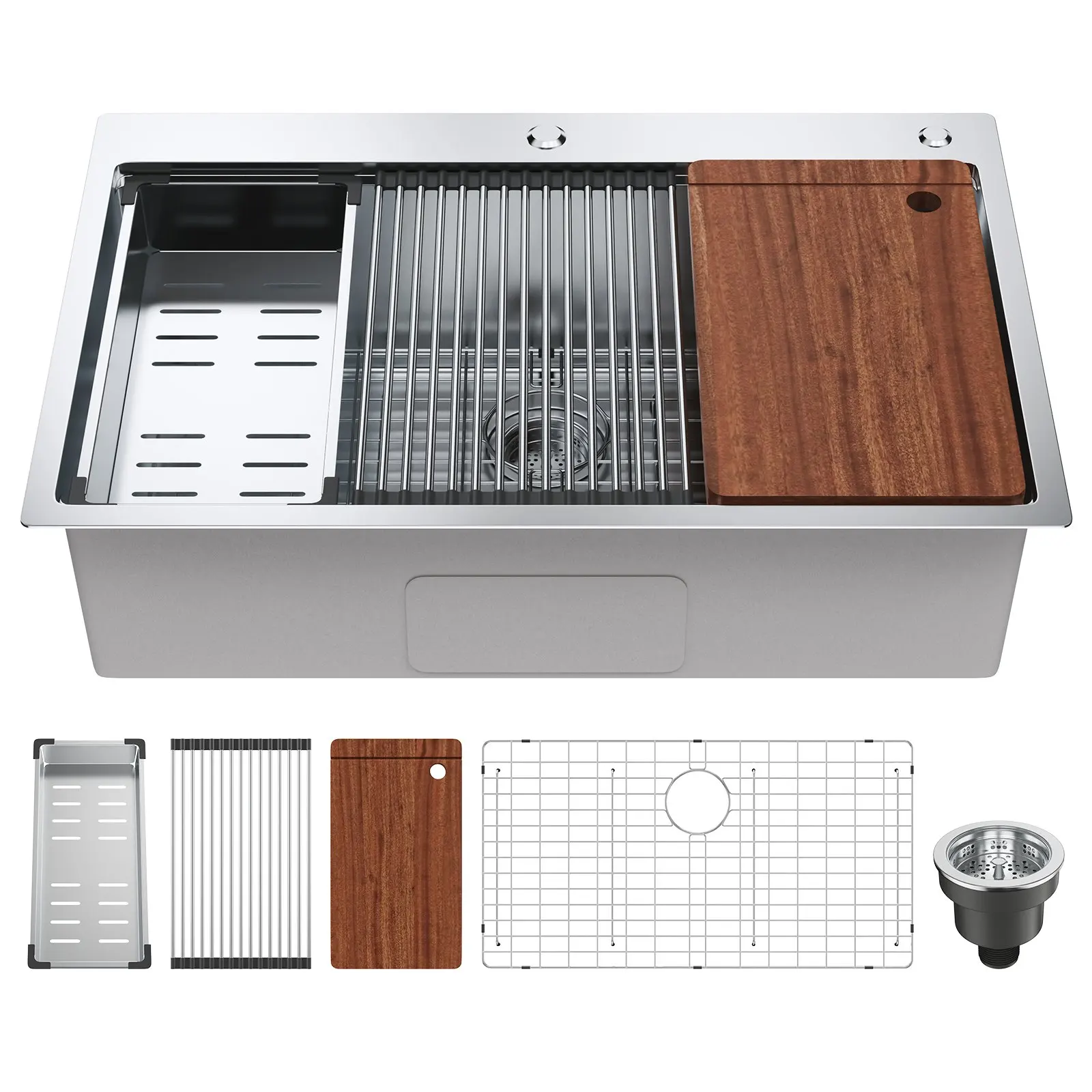 VEVOR Kitchen Sink 304 Stainless Steel Drop-In Sinks Top Mount Single Bowl Basin Household Dishwasher Sinks for RV Prep Kitchen