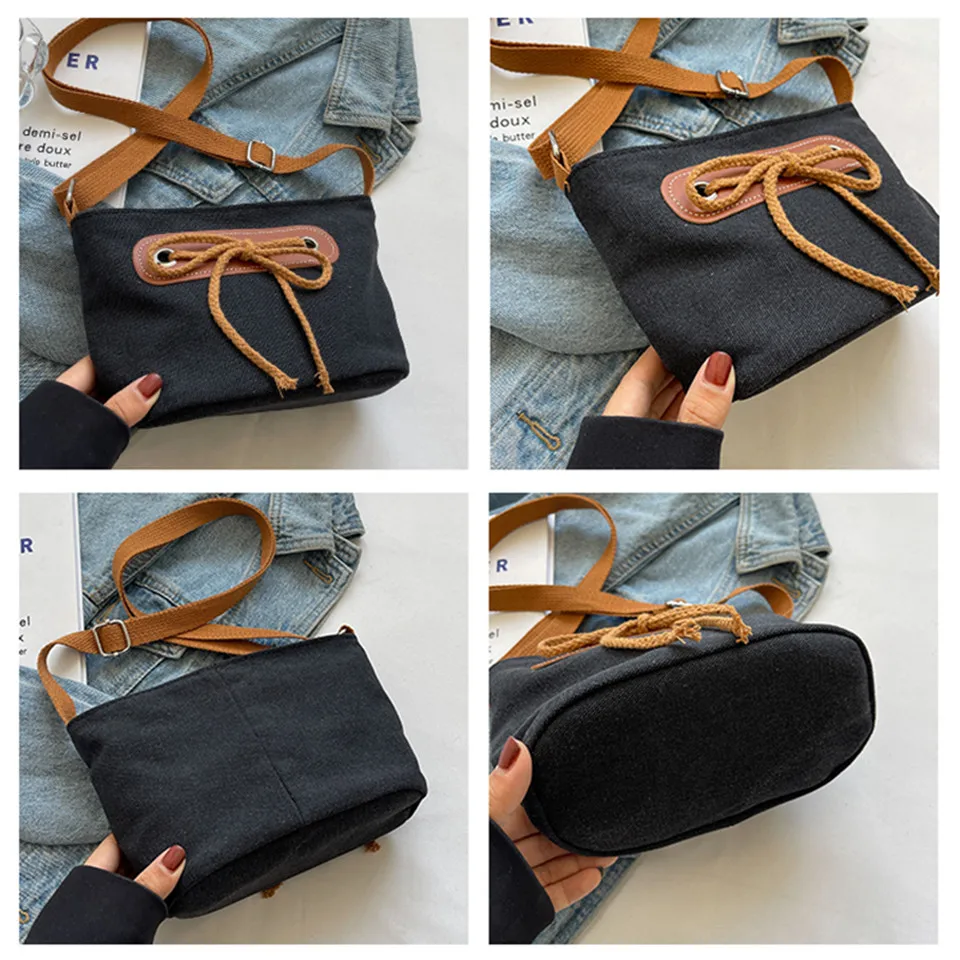 Casual Women Canvas Shoulder Bag Tote Handbags Large Capacity Crossbody Bags For Women Top-handle Travel Shoulder Bags