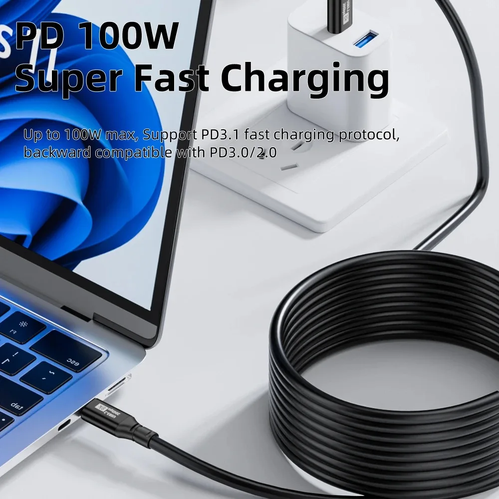 High-Speed 5M USB-C to USB-C Cable - 8K Video, 20Gbps Data Transfer, 100W Power Delivery