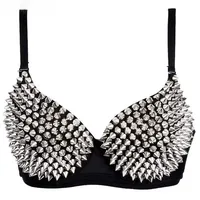 Newest Sexy Lingerie Sexy Women's Rhinestone Cover Bra Top Gold/Silver Plunge Wire Free Bralete Fashion Sequined Cover top