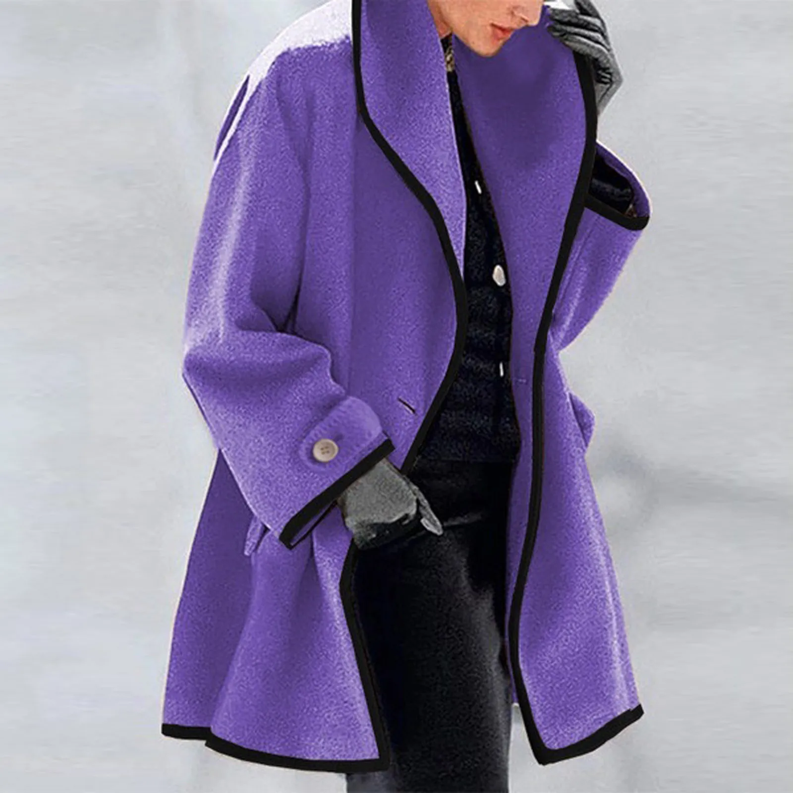 

New Ladies Fashion Autumn and Winter Casual Round Neck Loose Hooded Woolen Coat 2021 Woman Double-sided Woolen Coat