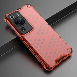Enhanced Shockproof 2-in-1 Translucent Phone Case with Full Protection for P60 (Red)