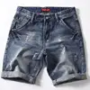Men Blue Stretch Denim Shorts Straight Fit Shorts Jeans High Quality Elastic Casual Denim Jeans Shorts New Summer Shorts Size 42 3