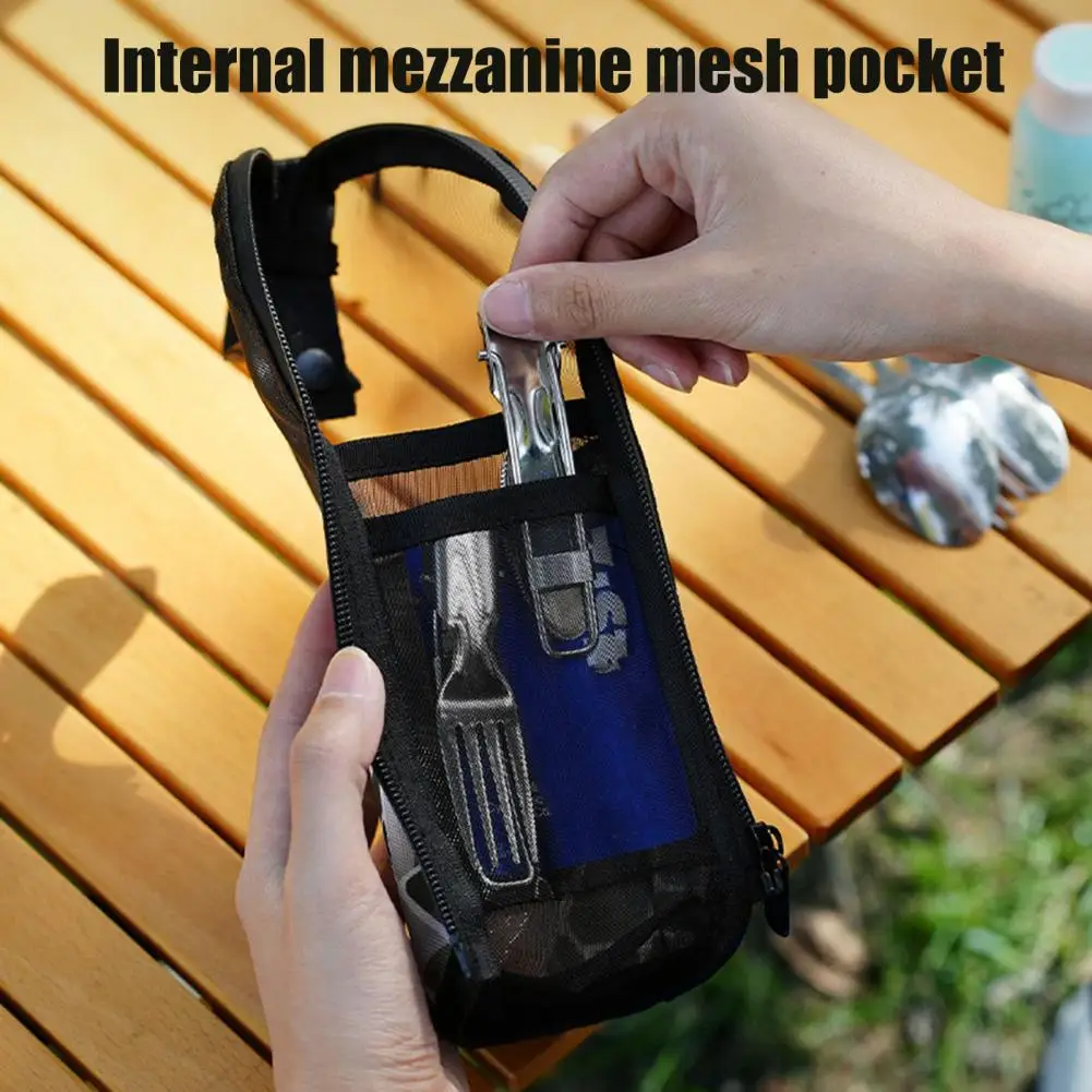 Cutlery Organizer Bag Utensil Storage Bag Waterproof Outdoor Cutlery Storage with Mesh Pocket for Travel Camping Picnic