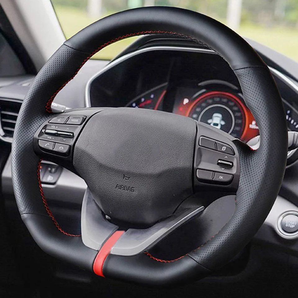 Customized Car Steering Wheel Cover Non-Slip Leather Car Accessories For Hyundai Ioniq 2017-2019 Elantra 4 2016 2017 2018 2019