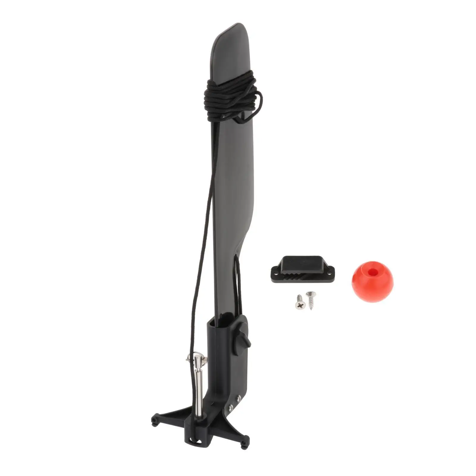 Système de direction pour canoë avec gouvernail en nylon 53 cm, vissé sur le tableau arrière.
