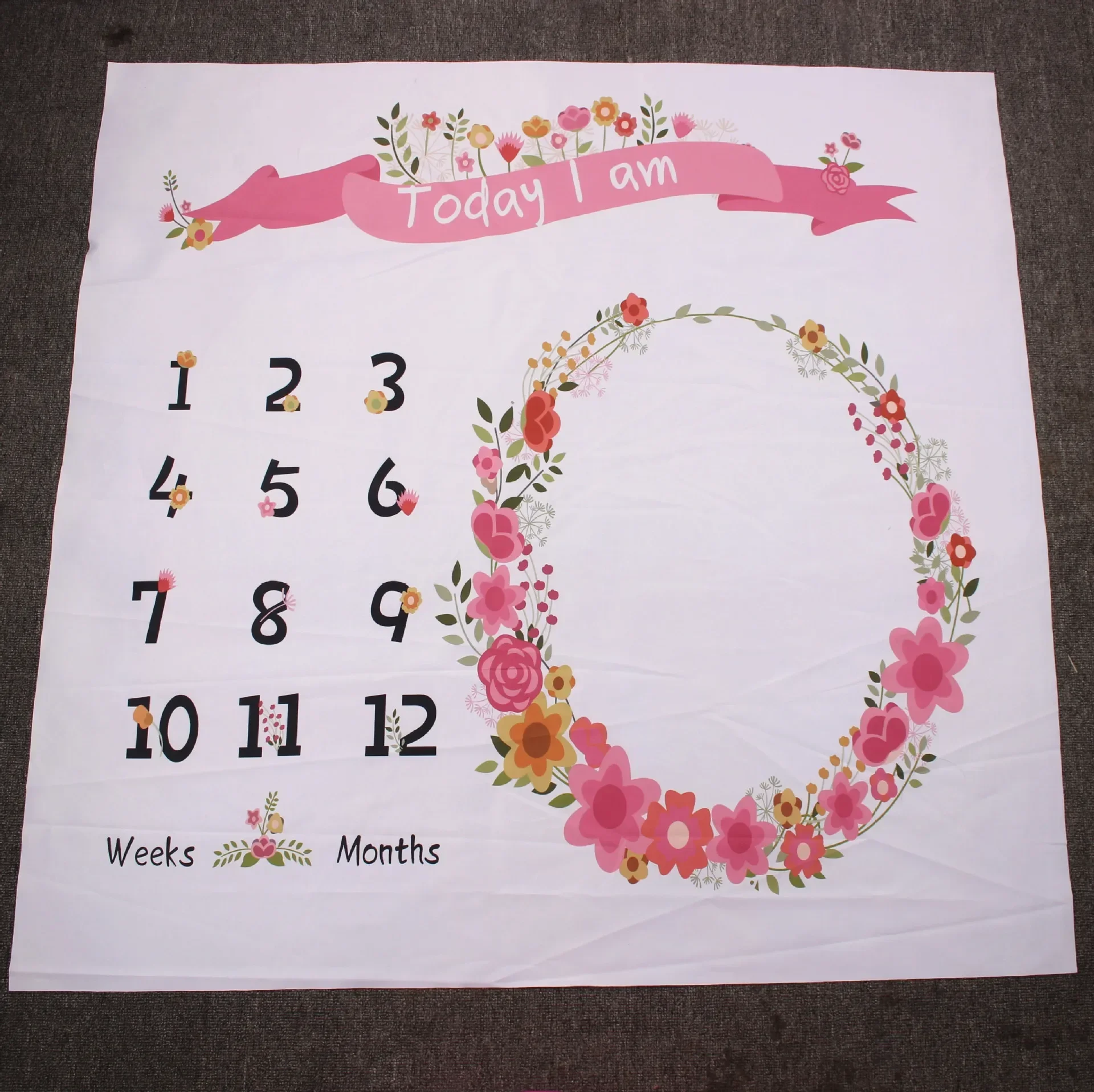 Newborn Baby Milestone Blankets Photography Blanket Flower Print Soft Blanket DIY Infant Photography Props 3