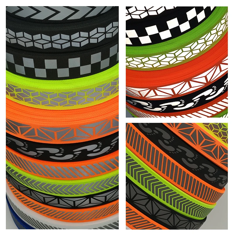 27mm Reflective Ribbon Pattern Black Traffic Safety Warning Tape DIY Clothing Sewing Accessories 3 meter long