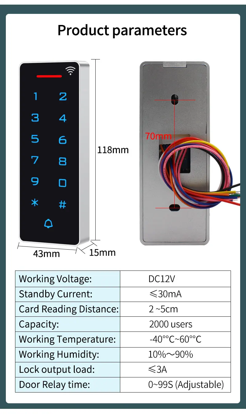 WIFI Tuya Smart App Door Access Control Keypad Standalone ID&IC RFID Access Cont