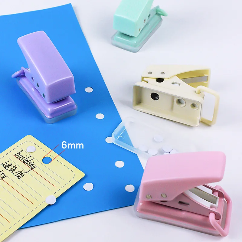 Macaron Colored Single Ring Mini Hole Puncher 1 Hole Cute Paper Punch Portable Office School Binding Supplies Stationery multifunctional portable double hole punch cute manual puncher journal scrapbook hole punch stationery office binding supplies