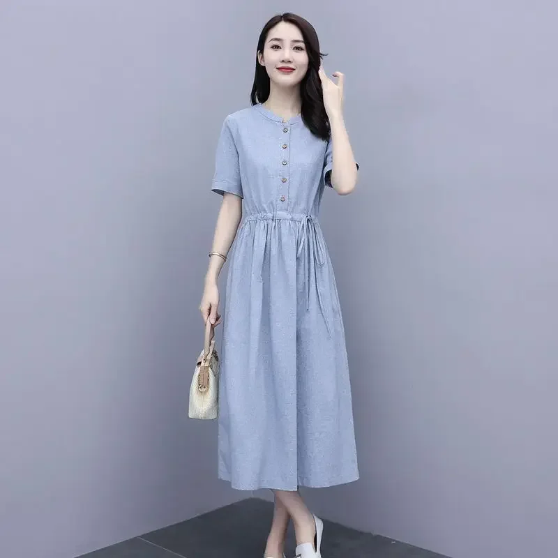 

Woman Dress Long Dresses for Women Maxi Beach Linen Elegant and Beautiful Korean Style Cheap Casual Fashion Summer 2024 Y2k Chic