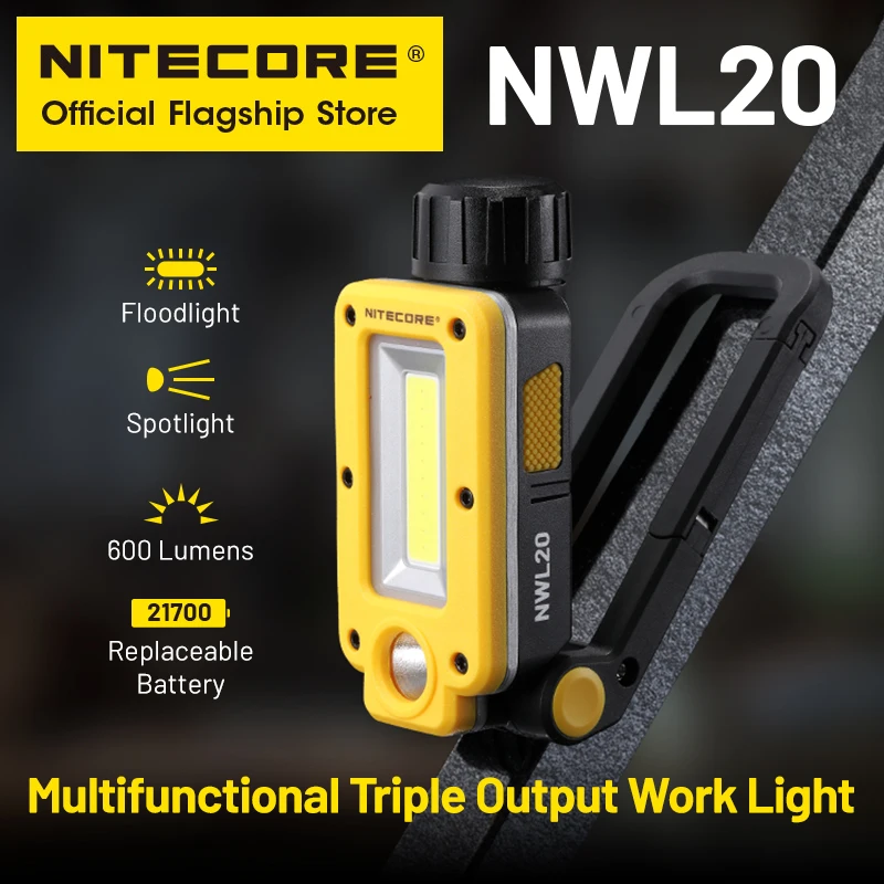 NITECORE NWL20 USB-C Rechargeable Work Light 180° Adjustable