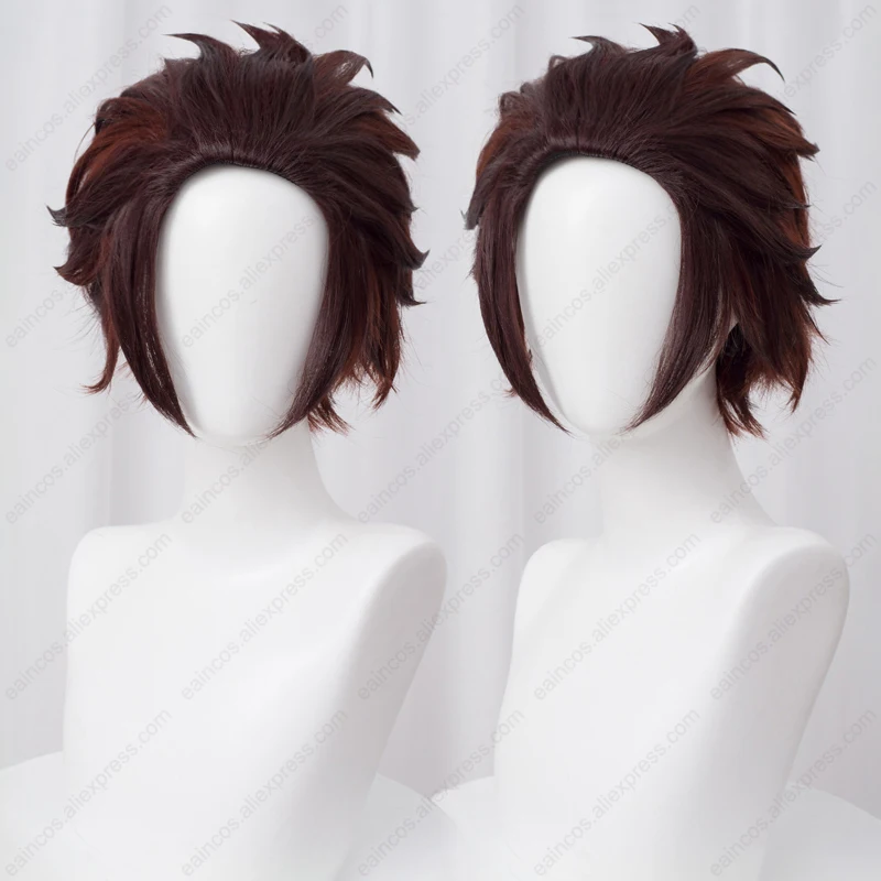 Tanjiro Kamado Inspired Brown Gradient Cosplay Wig – Heat Resistant Synthetic Hair, 30cm