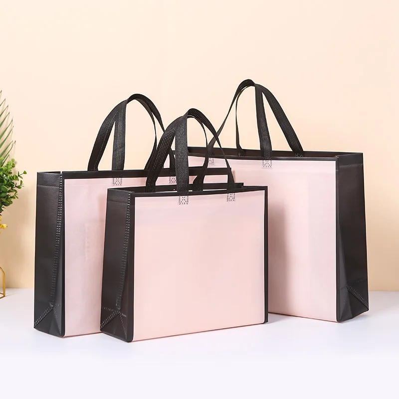 StoBag 50pcs Wholesale Non-woven Tote Bags Shopping Portable Fabric Gift Clothes Packaging Reusable Pouch Custom Logo(Extra Fee) 3
