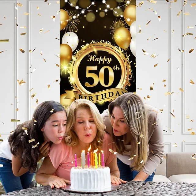 Deco Anniversaire 50 Ans, Décoration 50 Ans Homme Femme, Ballon 50 Ans Anniversaire Bleu Or