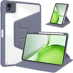 Enhanced Protective Case with Pencil Holder and 360° Rotating Stand for 13 - Inch Tablets (Lavender gray)