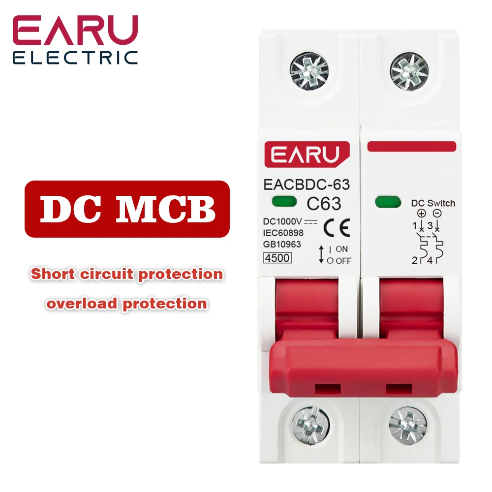 태양광 미니 회로 차단기 과부하 보호 스위치, 태양광 MCB PV, 2P, DC 1000V, 6A, 10A, 16A, 20A, 25A, 3..