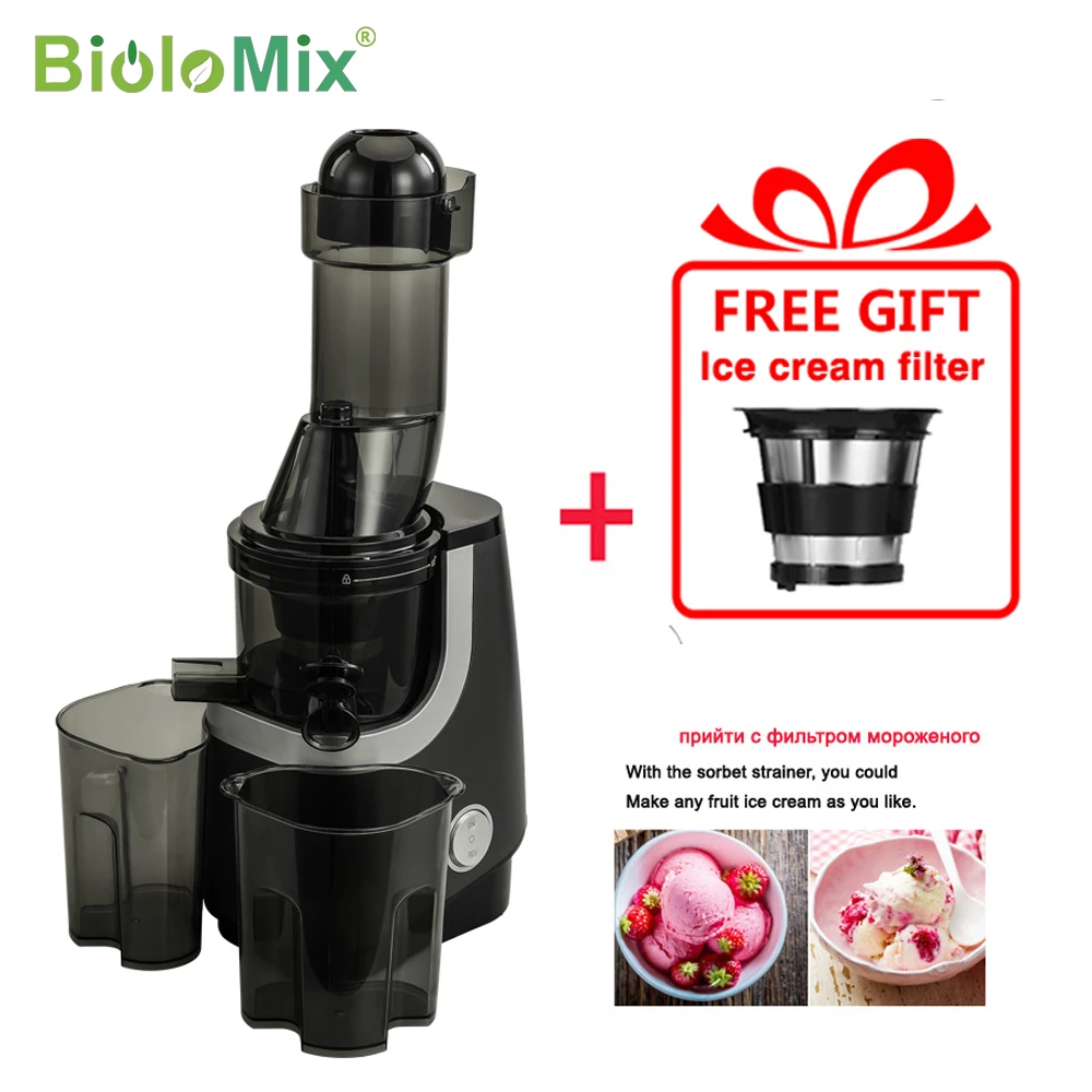 BioloMix Wide Chute Slow Masticating Juicer, BPA FREE Cold Press Juice