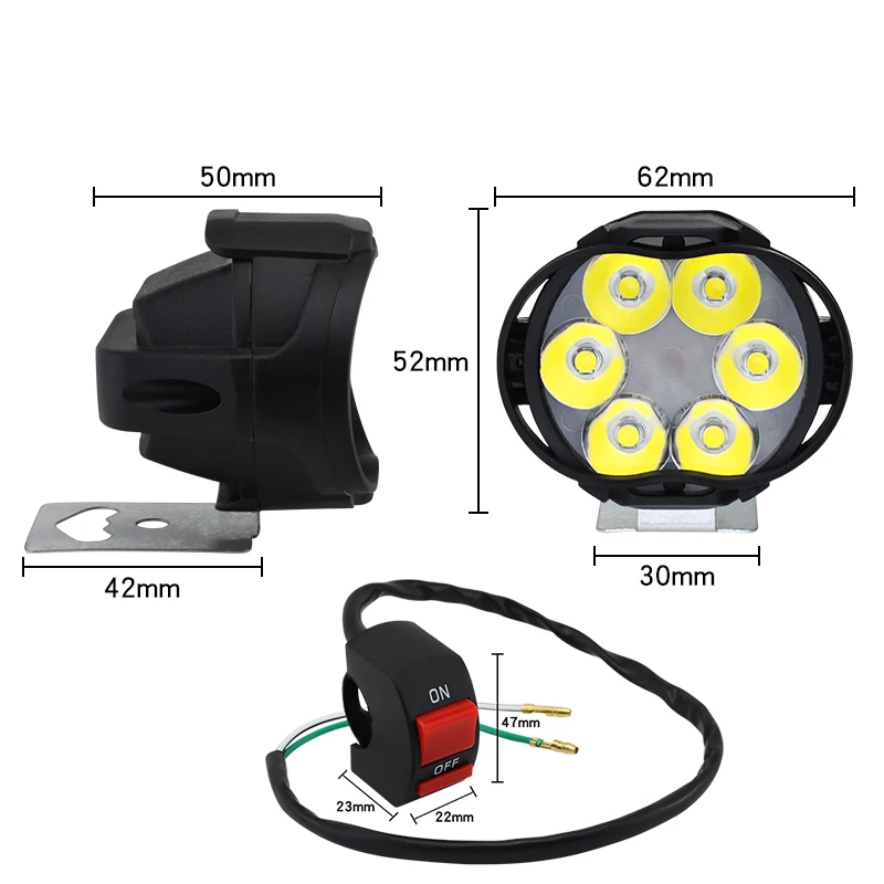Motorcycle Headlight 6 LED Fog Spot Work Light Internal Drive For Motorcycles Electric Bicycles Parts motorcycle fog lights motorcycle headlight motorcycle led lights led motorcycle lights led lights motorcycle driving lights bike light