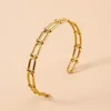 Women's Stainless Steel Opening Bangle Bracelet, Personalized Simple Hollow Gold Color Metal Bracelet, Party Jewelry Accessories 1
