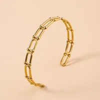 Women's Stainless Steel Opening Bangle Bracelet, Personalized Simple Hollow Gold Color Metal Bracelet, Party Jewelry Accessories 1