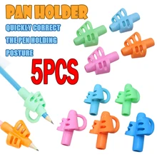 

5pcs Three-Finger Silicone Pen Holder Two-Finger Silicone Children'S Writing Correction Writing Aid Clip Office Student Supplies