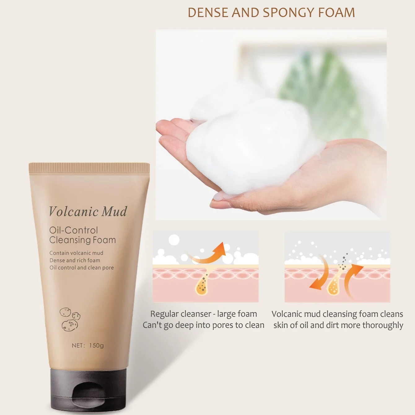 150g Volcanic Mud Oil-control Cleansing Milk Moisturizing Cleansing Milk Cleansing Facial Cleanser  Exfoliante Facial Face Wash 6