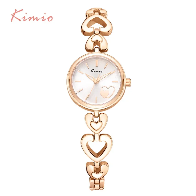 

NO.2 KIMIO Brand Women's Watches Shell Surface Love Heart Bracelet Watch Stainless Steel Quartz Wristwatch Ladies Dress Watch