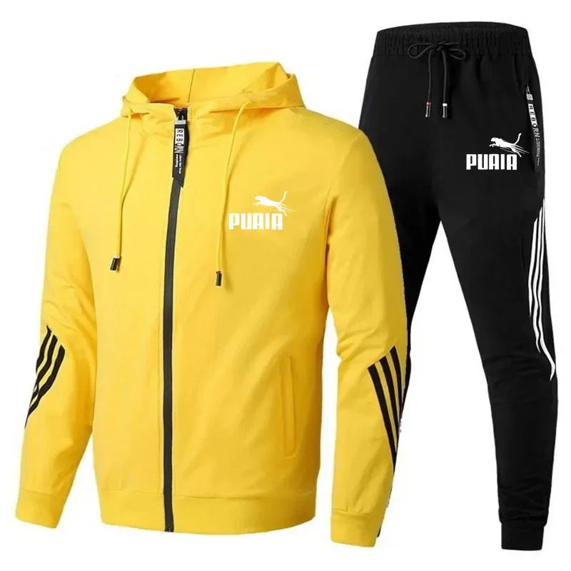 Survêtement à rayures pour hommes, veste cardigan à fermeture éclair, pantalon de survêtement, course à pied, fitness, basket-ball, jogging, mode, imbibé, automne, nouveau, ensemble 2 pièces