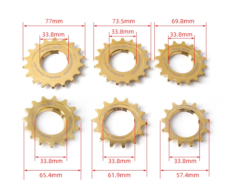POLSO Chrome Silver Golden Stainless Steel Fixed Gear Cog Fixie Freewheel Track Cycling Flywheel bicycle sprocket gear bicycle parts bike sprocket bike freewheel