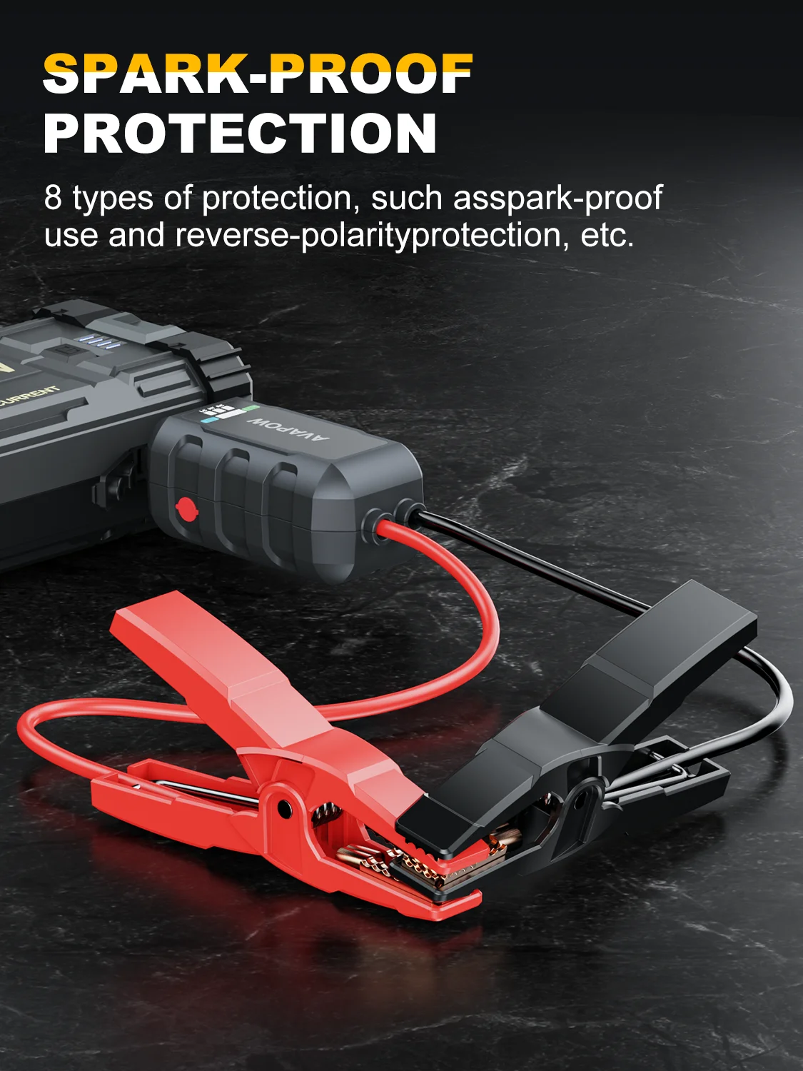 AVAPOW 4000A Car Jump Starter: Portable Power Pack for Gas & Diesel Engines, 12V, with LED Light & USB Quick Charge 3.0.