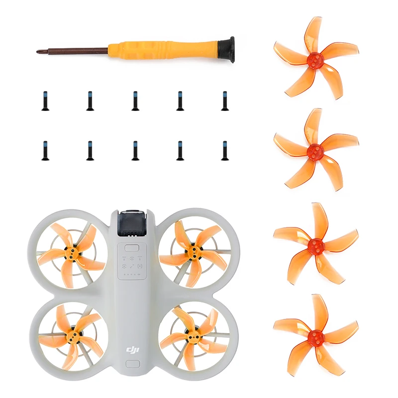 Lame Elica Per DJI NEO 2 – Set Da 4 In Arancione, Rosa, Grigio E Verde Con Cacciavite, Ricambi Aftermarket