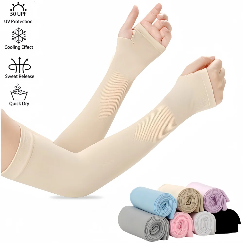 1 Pair Arm Sleeves Summer Sun UV Protection Ice Cool Cycling Running Fishing Climbing Driving Arm Cover Warmers for Men Women sun protection arm sleeves arm sleeves cooling arm sleeves