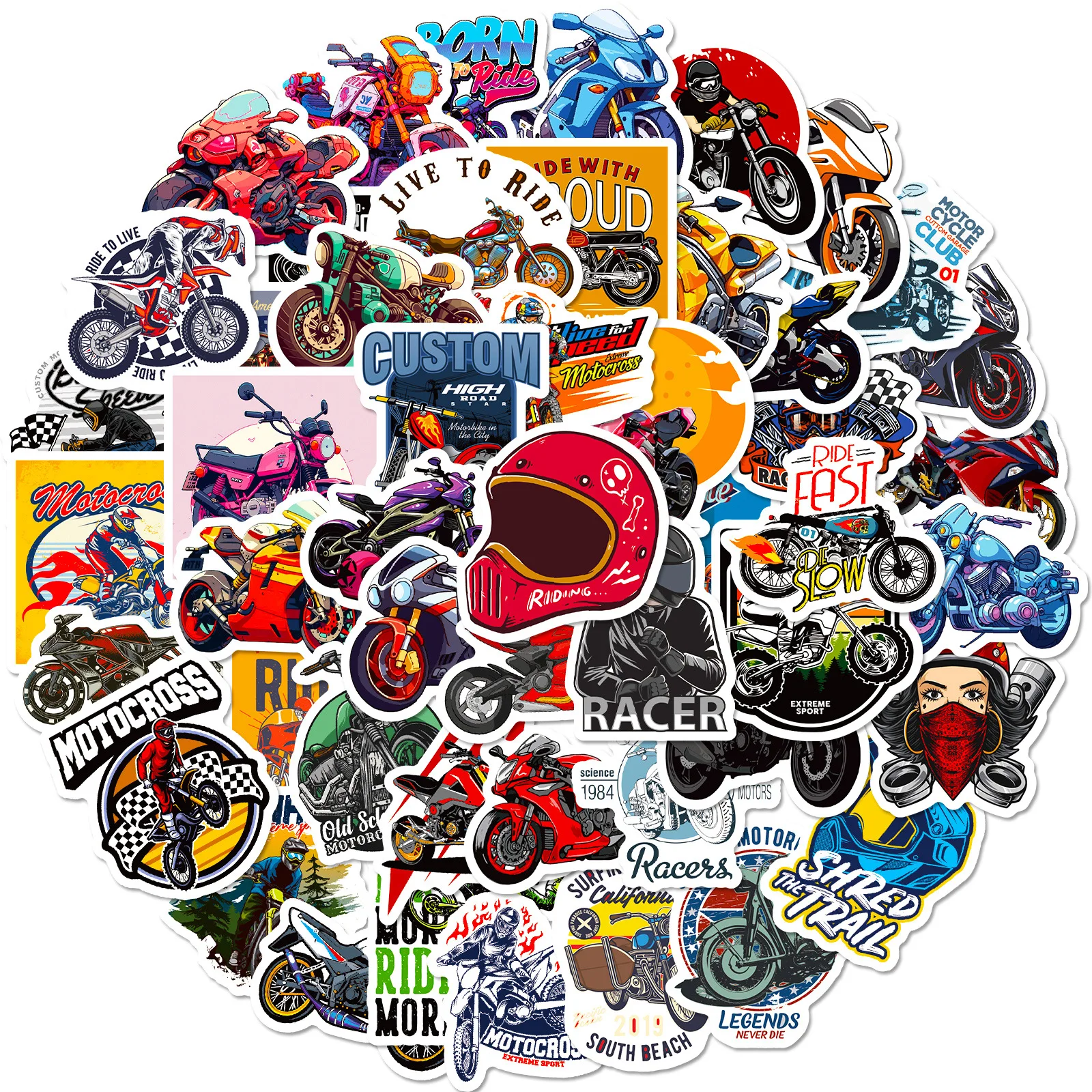 10/30/50Pcs Cartoon Motorcycle Graffiti Sticker Helmet Suitcases Laptops Phones Guitars Water Cup Decorative Waterproof Sticker