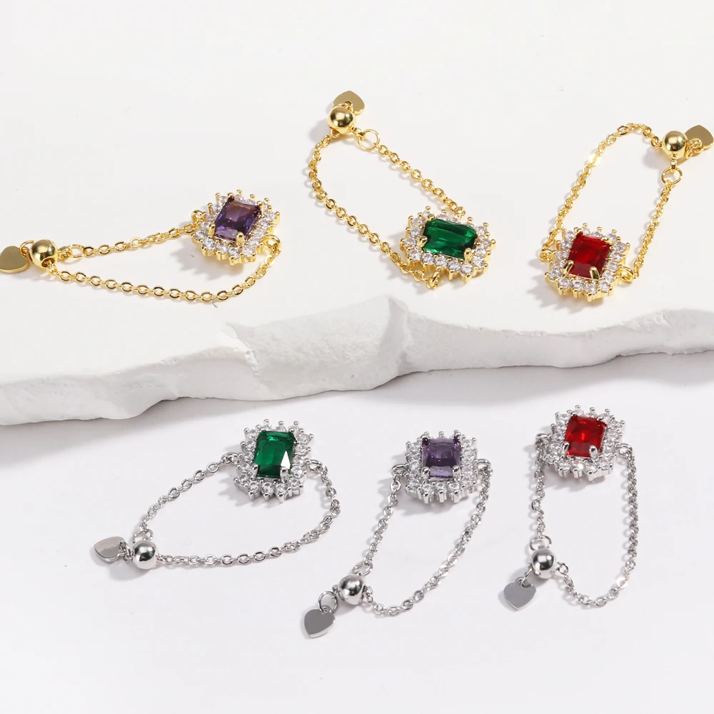 Exquisite Luxury Square Zircon Adjustable Gold-Plated Ring