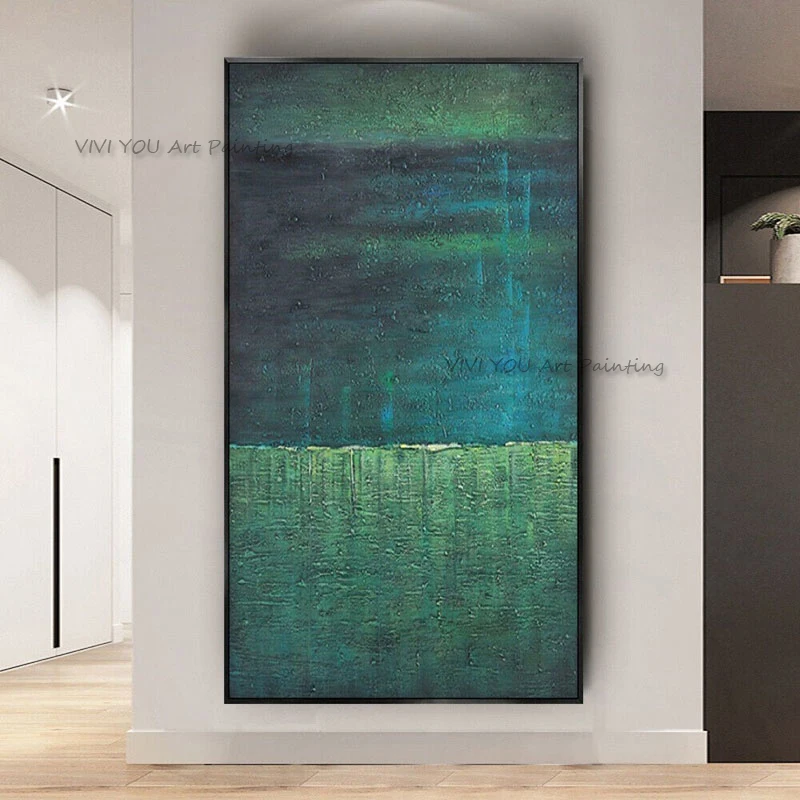 

100% Handpainted Abstract With Green Painting Oil Painting On Canvas Modern Landscape Wall Art For Home Decoration