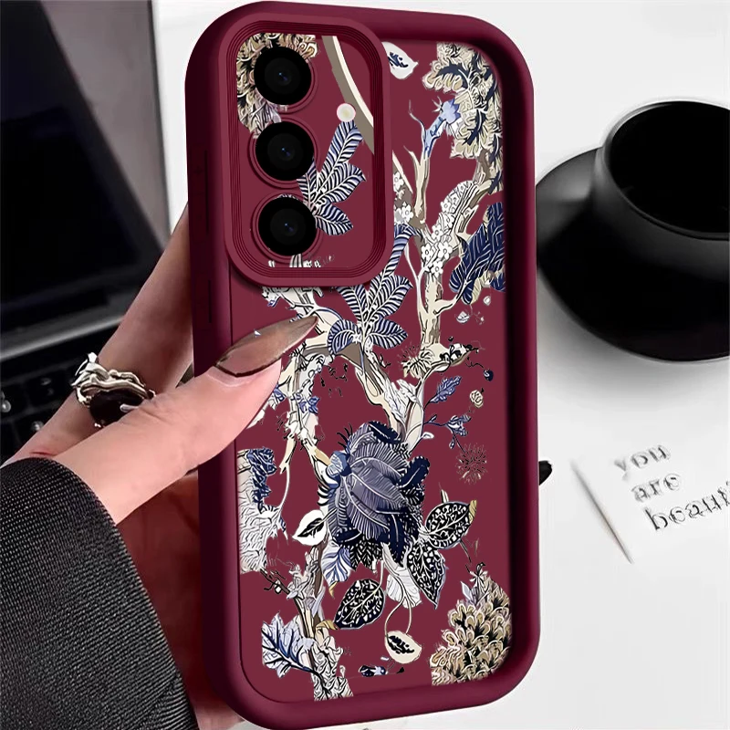 Vintage Floral Silicone Phone Case - Stylish Retro Design