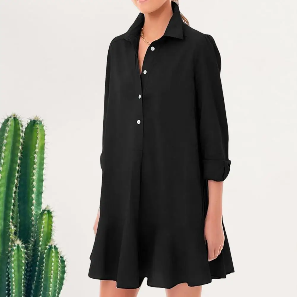 

Женское платье с оборками, элегантное лоскутное мини-платье для женщин, стильная офисная одежда с длинным рукавом, однобортное летнее платье