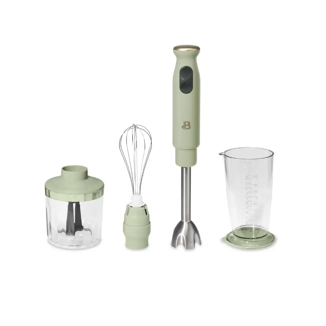Beautiful 2-Speed Immersion Blender with Chopper & Measuring Cup, White Icing by Drew Barrymore