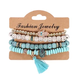 Vibrant Bohemian Handmade Beaded Bracelet Set for Women - Colorful Summer Jewelry Accessories (BR111 - 4)
