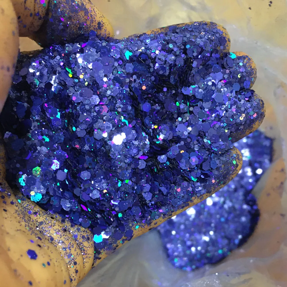 Nail Glitter Nail Flakes 20g Chunky Laser Nail Art Glitter Flakes Multi-Color Resin Craft Slime Making Cosmetic Supplies Holographic 3/1/0.2mm Sequins