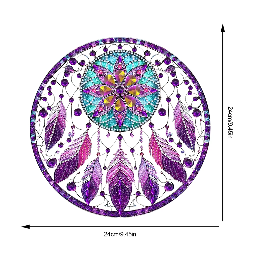 2D/Flat DIY Diamond Painting Set Rhinestone Diamond Art Window Pendants Dream Catcher Diamond Art Pendant Wall Door Decoration