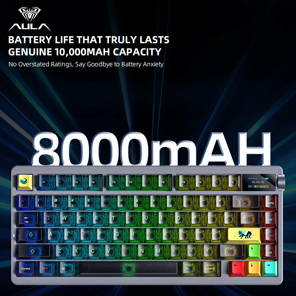 아울라 노바 75 기계식 게이밍 키보드 8000mAh 3모드 RGB 백라이트 커스텀 핫스왑 게이밍 키보드 (윈도우/맥/iOS/안드로이드 호환)