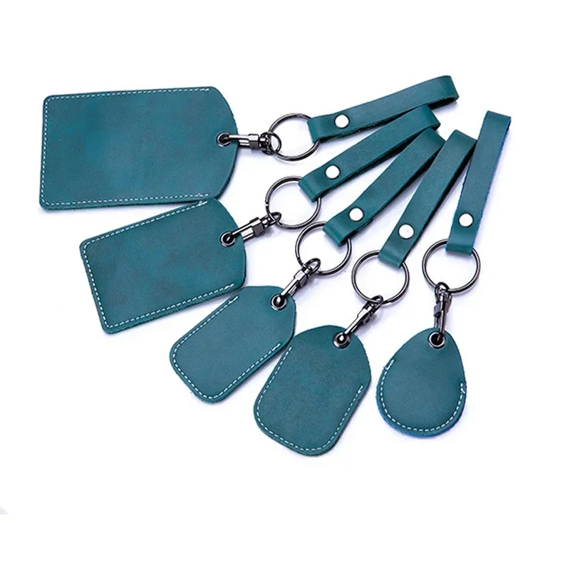 Id card case id card holder card holder ID Card Case Keychain Access Card Bag Key Tag Ring Cow Leather Holder Keychain Key Ring Door Lock Access Tags