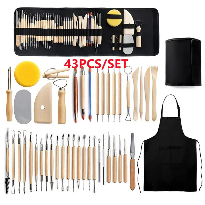 

Pottery Clay Sculpting Tools Pottery Carving Tool Kit With Carrying Case Bag For Beginners Professionals Pottery Modeling DIY