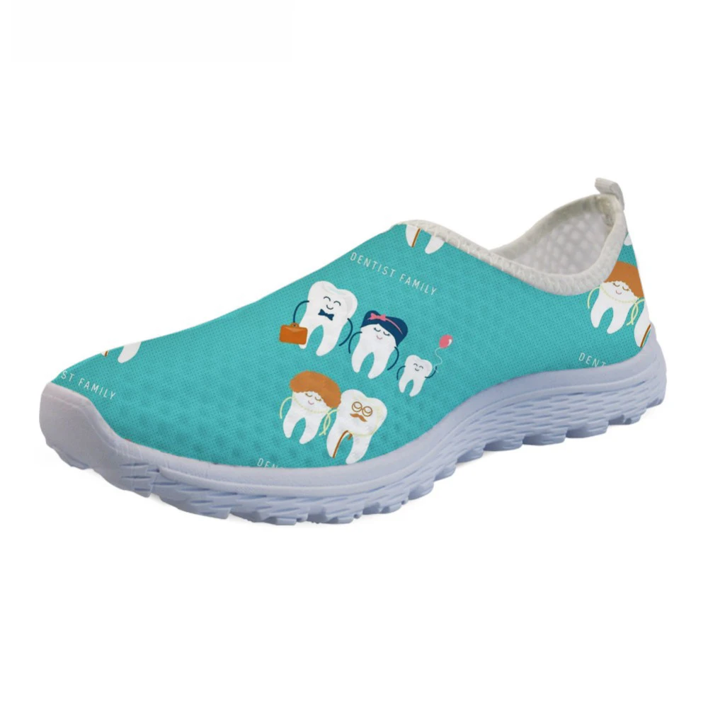 

Funny 3D Cartoon Dental Teeth Pattern Women Summer Dentist Sneakers Shoes Light Teen Girl Beach Shoes Female Flats